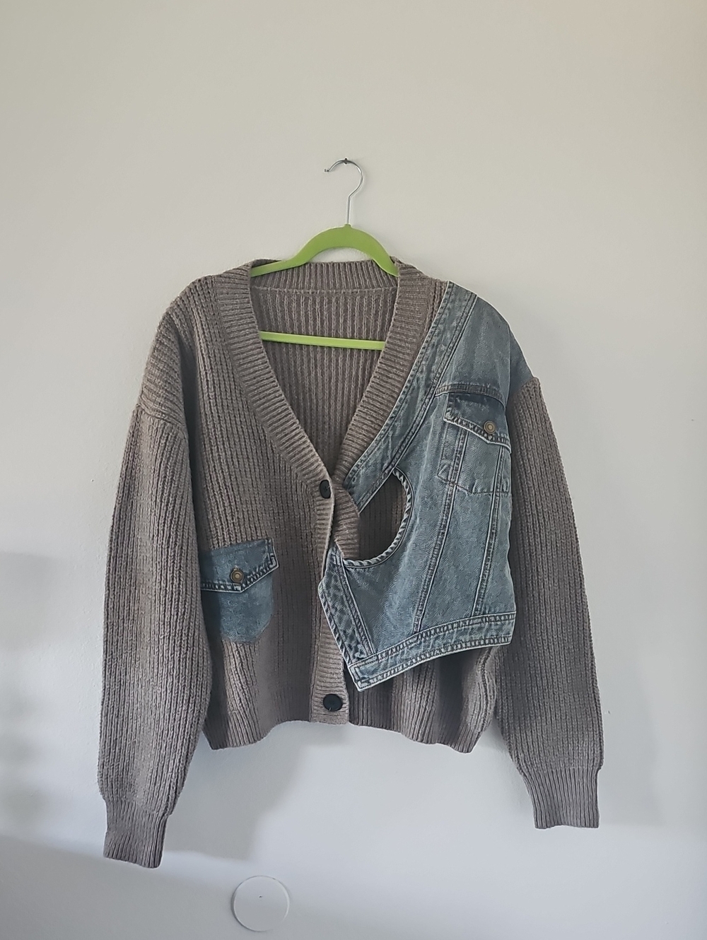 ●●OVERSIZED MIXED MEDIA KNIT CARDIGAN S.L-XL●●